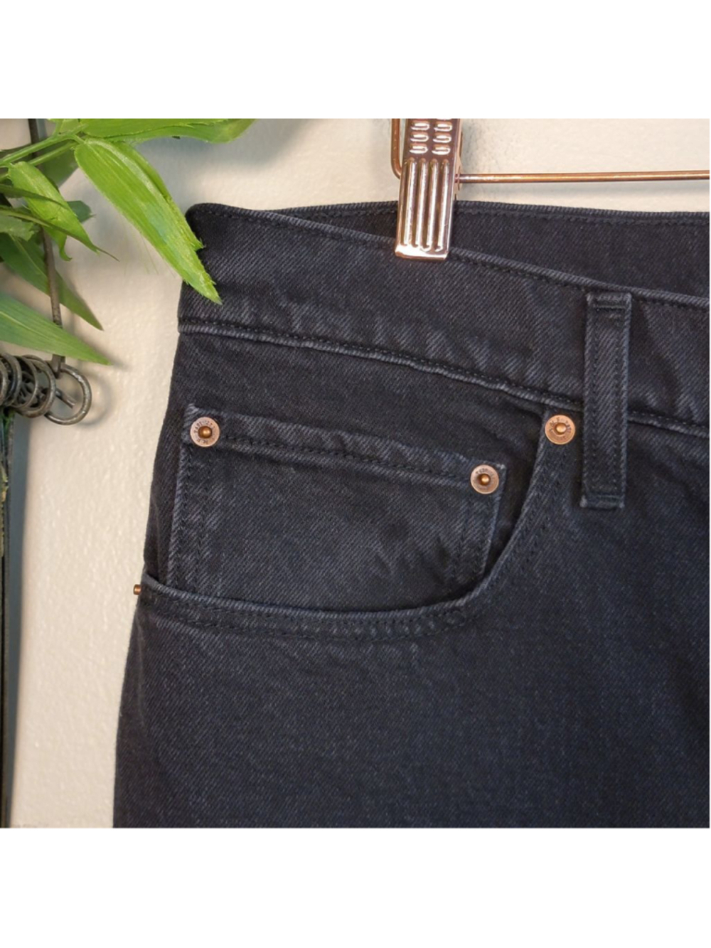 AF 14 Abercrombie & Fitch 90s Relaxed High Rise Straight Jeans Wide Leg Black 32 - Picture 5 of 12